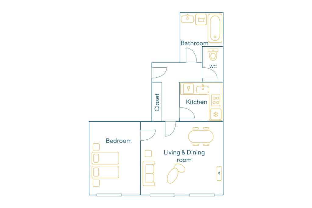 Furnished apartment – 2 rooms – 40 sqm – Sentier – Bonne Nouvelle – 75002 Paris – 102162 - non contractual