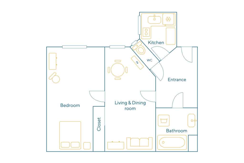 Location Appartement Meublé – 2 pièces – 40 m² – Jardin des Plantes – Mouffetard – 75005 Paris – 105357