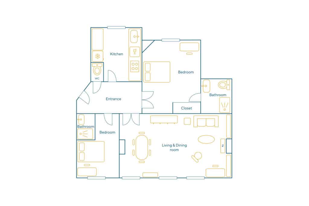 Location Appartement Meublé – 3 pièces – 82 m² – Quartier Latin – Saint Germain de Prés – Odéon – 75006 Paris – 206059 - non contractuel