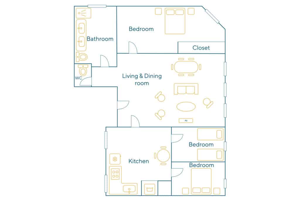 Furnished apartment – 4 rooms – 80 sqm – Tolbiac – 75013 Paris – 313258 - non contractual