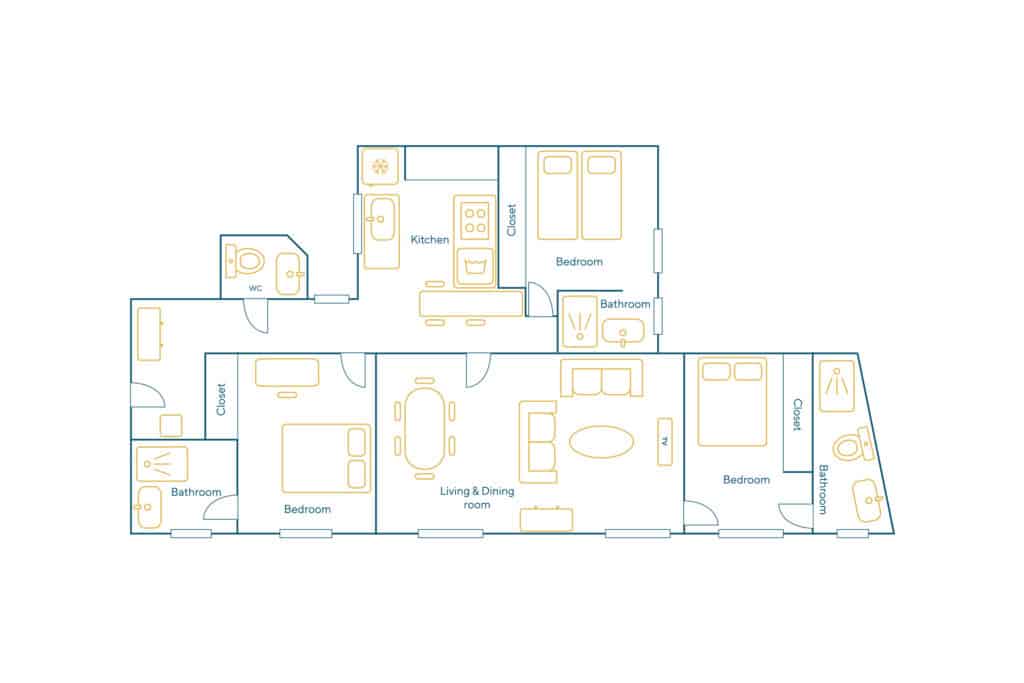 Location Appartement Meublé – 4 pièces – 100 m² – Champs Elysées – Etoile – 75116 Paris – 316365