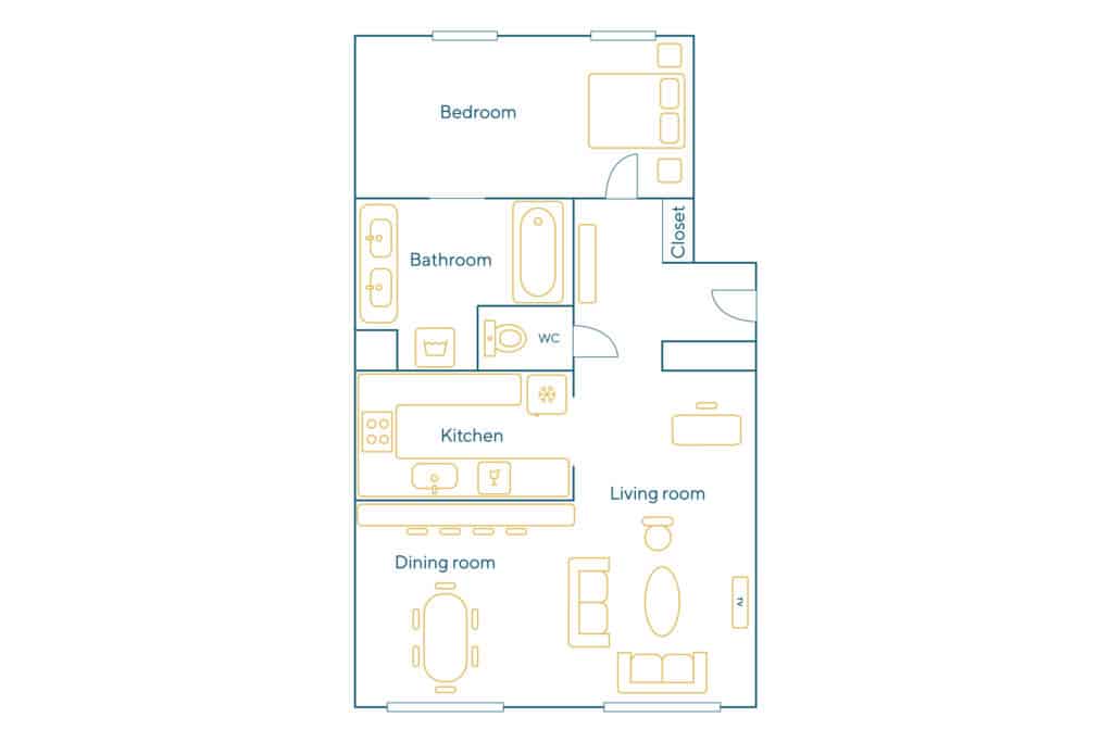 Location Appartement Meublé – 2 pièces – 65 m² – Montorgueil – 75002 Paris – 102533 - non contractuel