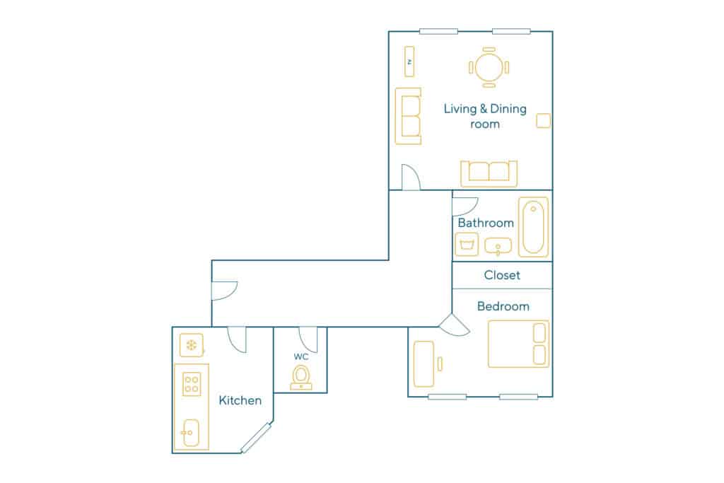 Location Appartement Meublé – 2 pièces – 40 m² – Arts et Metiers – Beaubourg – 75003 Paris – 103259