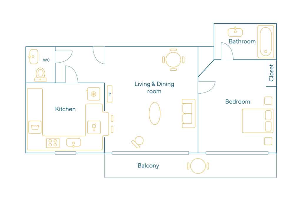 Location Appartement Meublé – 2 pièces – 44 m² – Porte de Versailles – Javel – Convention – 75015 Paris – 115236