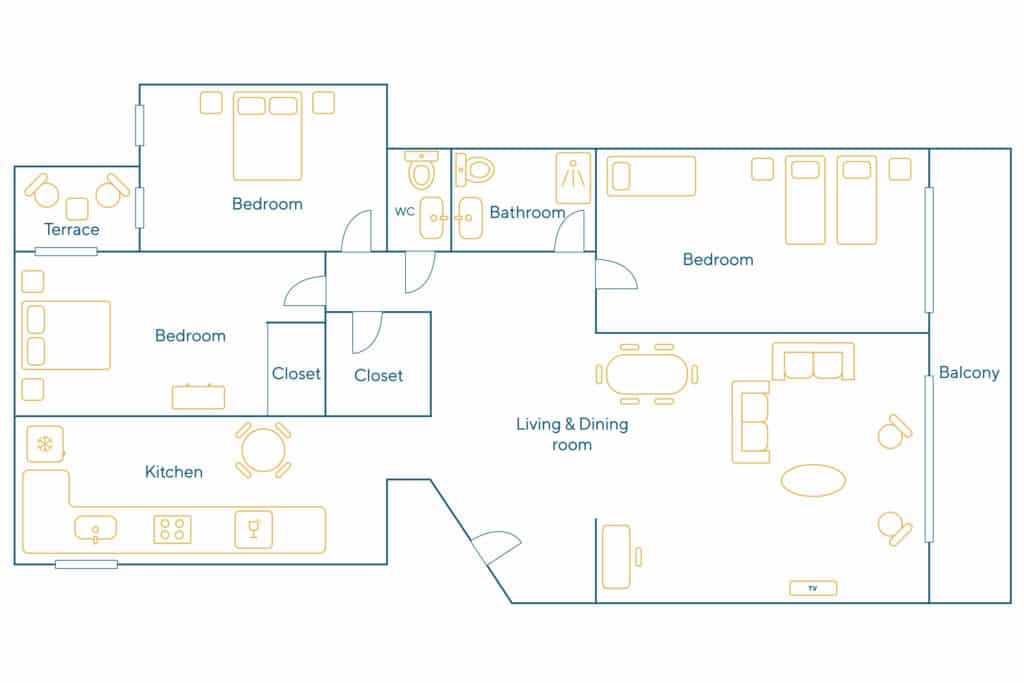 Location Appartement Meublé – 4 pièces – 92 m² – Montparnasse – Maine – 75015 Paris – 315197